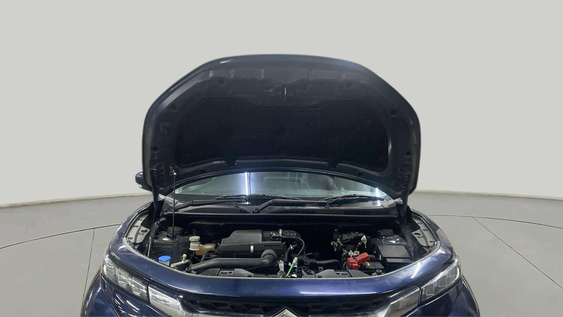 Engine bay view of a Nexa Blue Maruti Suzuki FRONX