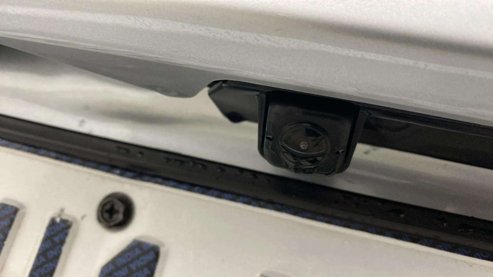 Close-up of the rear-view camera of a Maruti Suzuki Grand Vitara