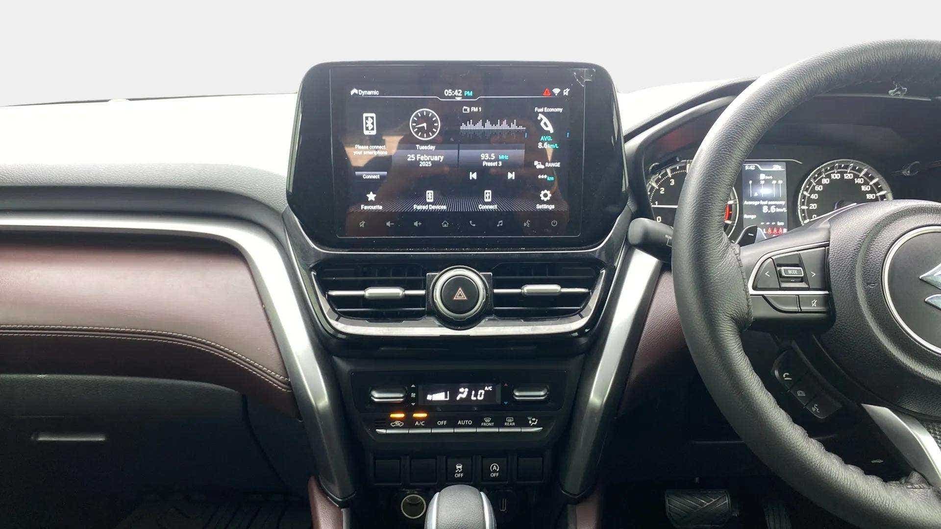 Dashboard and infotainment system of a Maruti Suzuki Grand Vitara