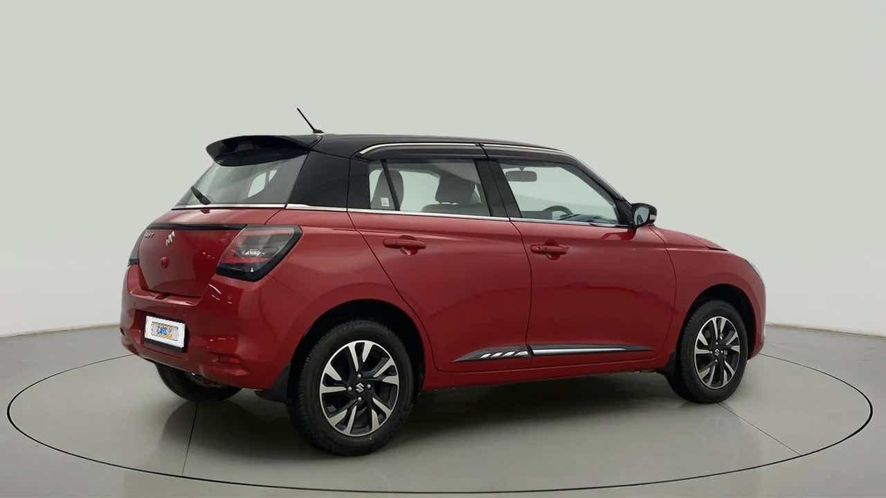 Rear three-quarter view of a Maruti Suzuki Swift