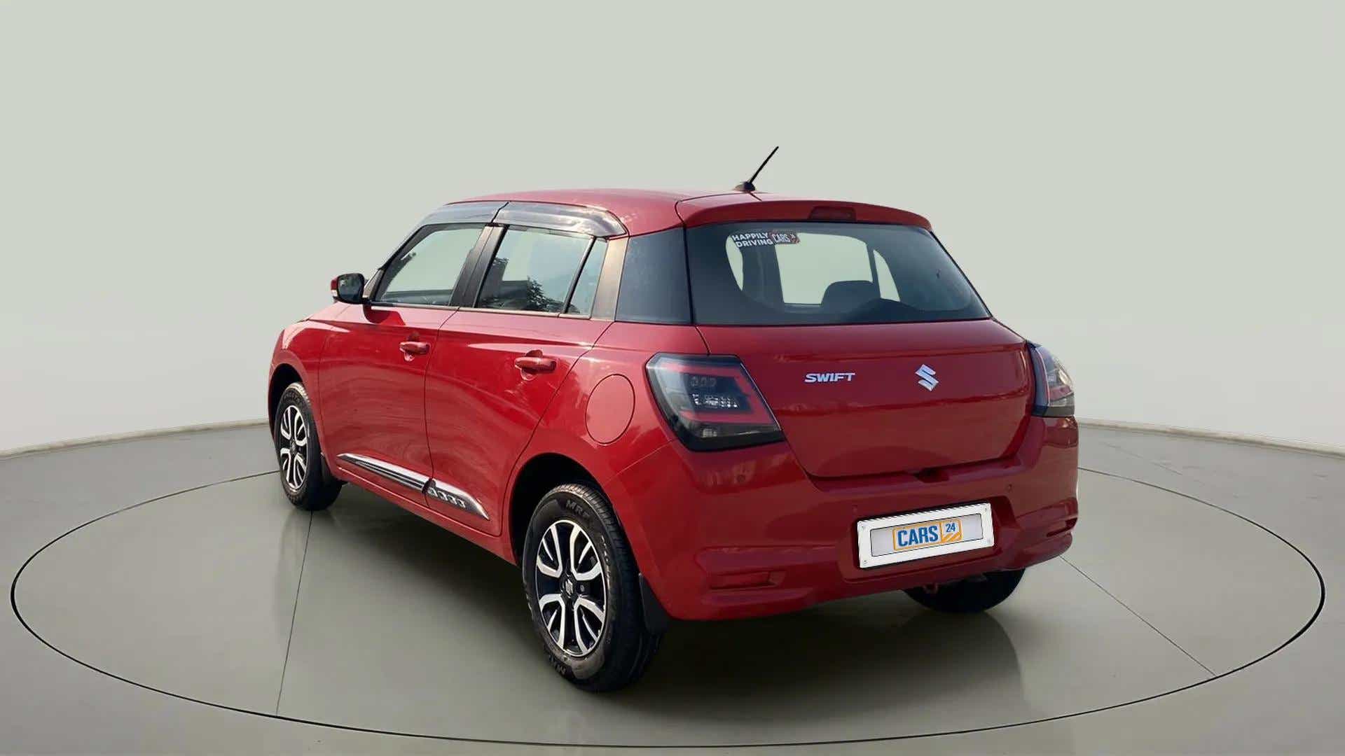 Rear three-quarter view of a Maruti Suzuki Swift
