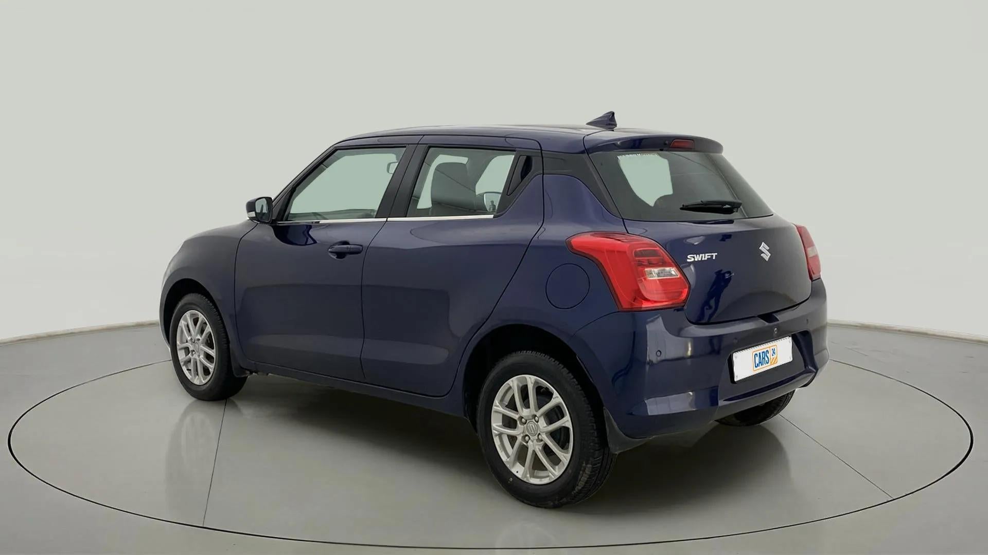 Rear three-quarter view of a Maruti Suzuki Swift