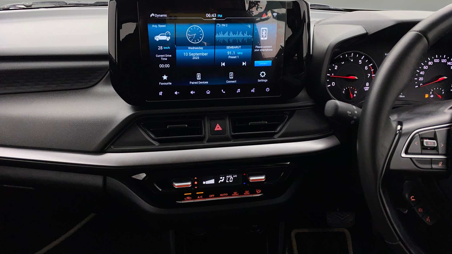 Dashboard and infotainment system of a Maruti Suzuki Swift