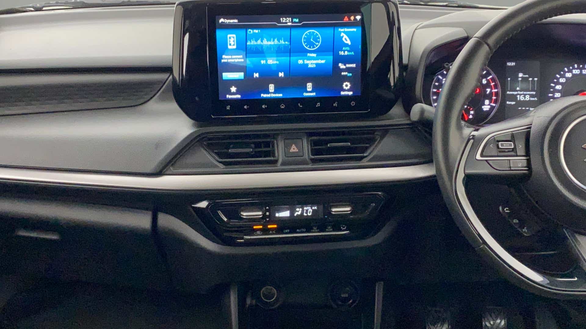 Dashboard and infotainment system of a Maruti Suzuki Swift