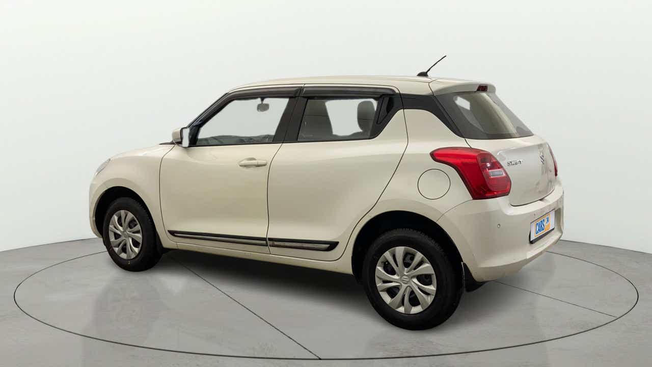 Rear three-quarter view of a Maruti Suzuki Swift
