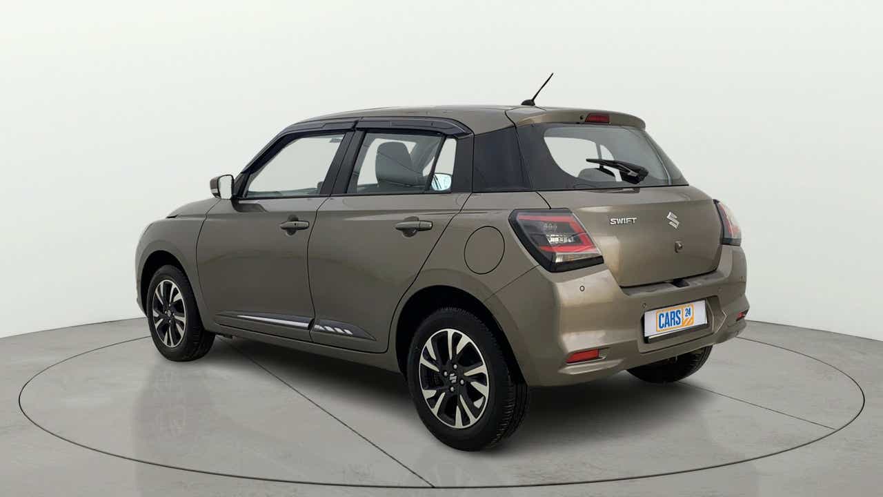 Rear three-quarter view of a Maruti Suzuki Swift