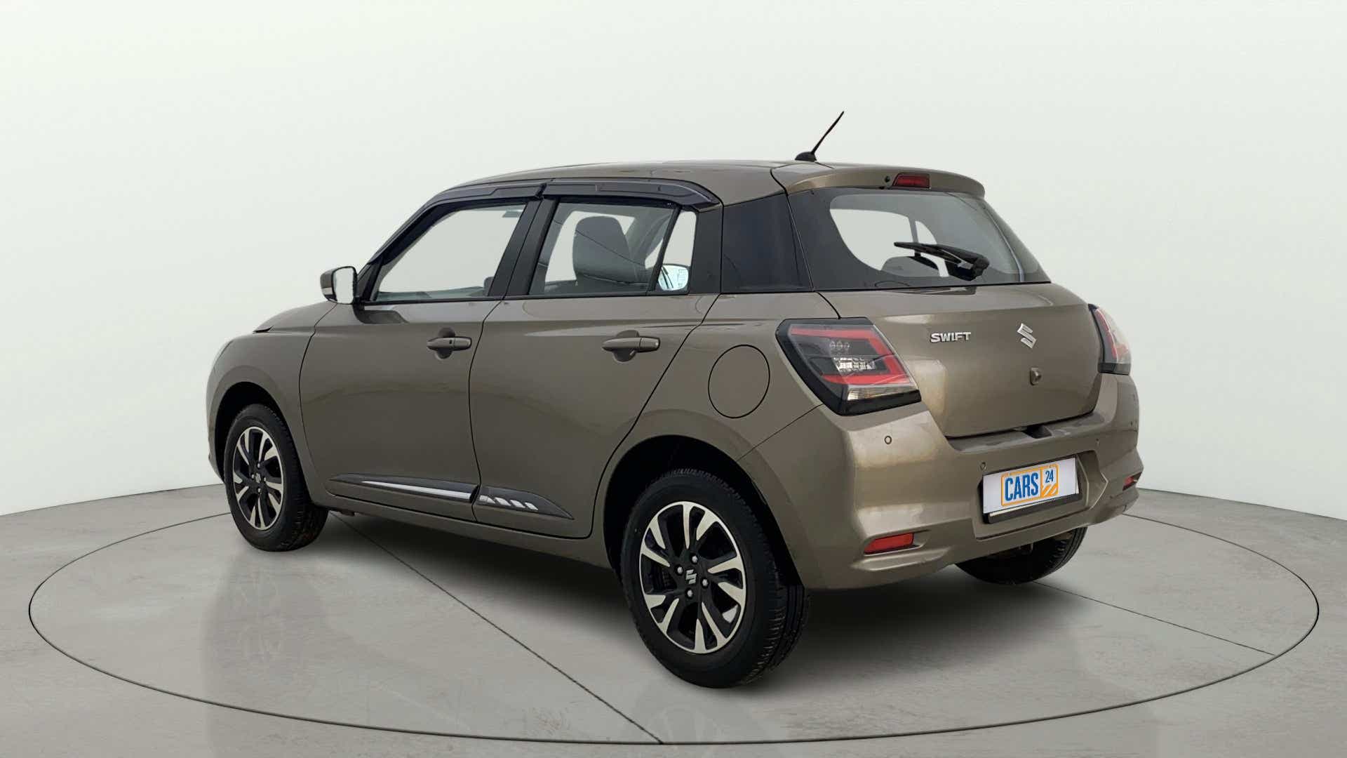 Rear three-quarter view of a Maruti Suzuki Swift