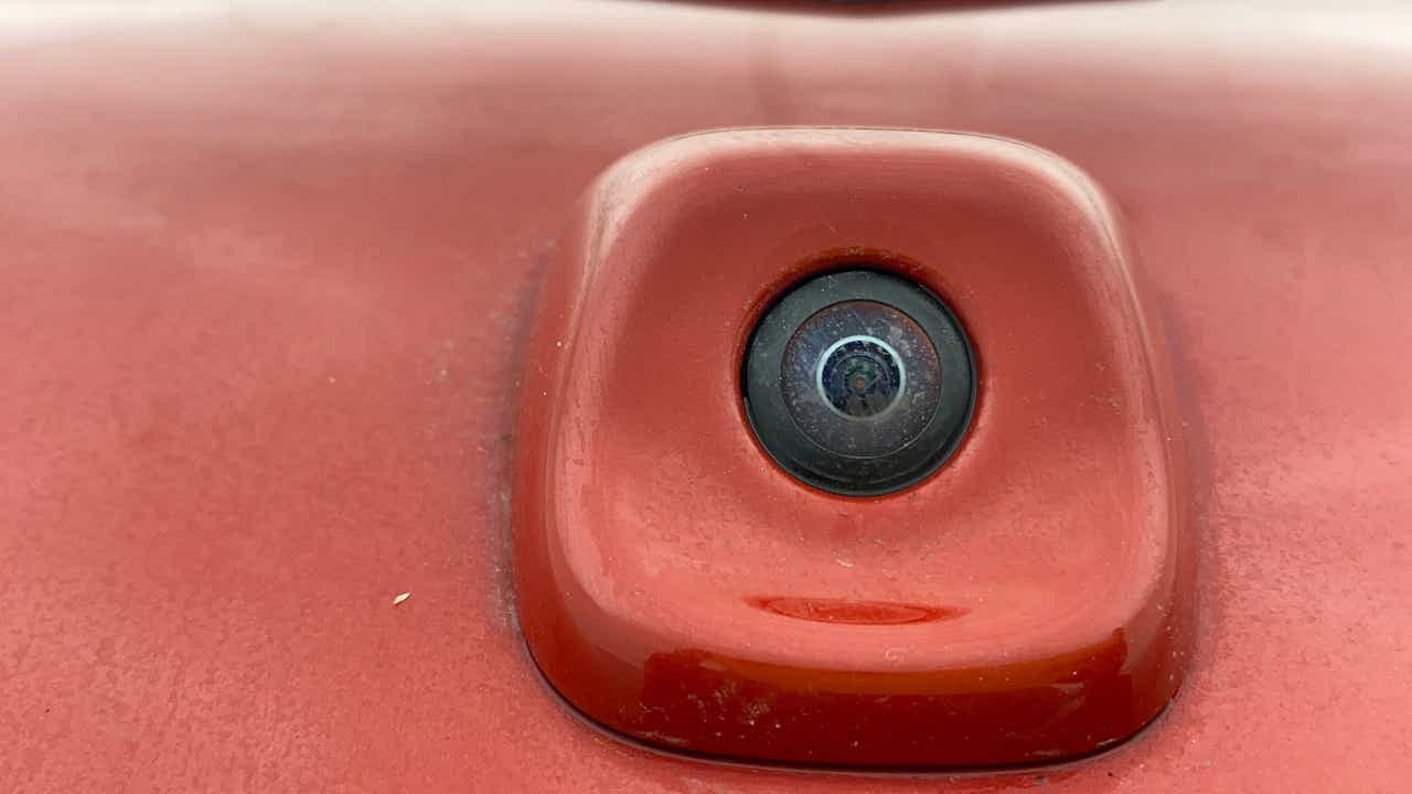 Close-up of the rear view camera on a Maruti Suzuki Swift