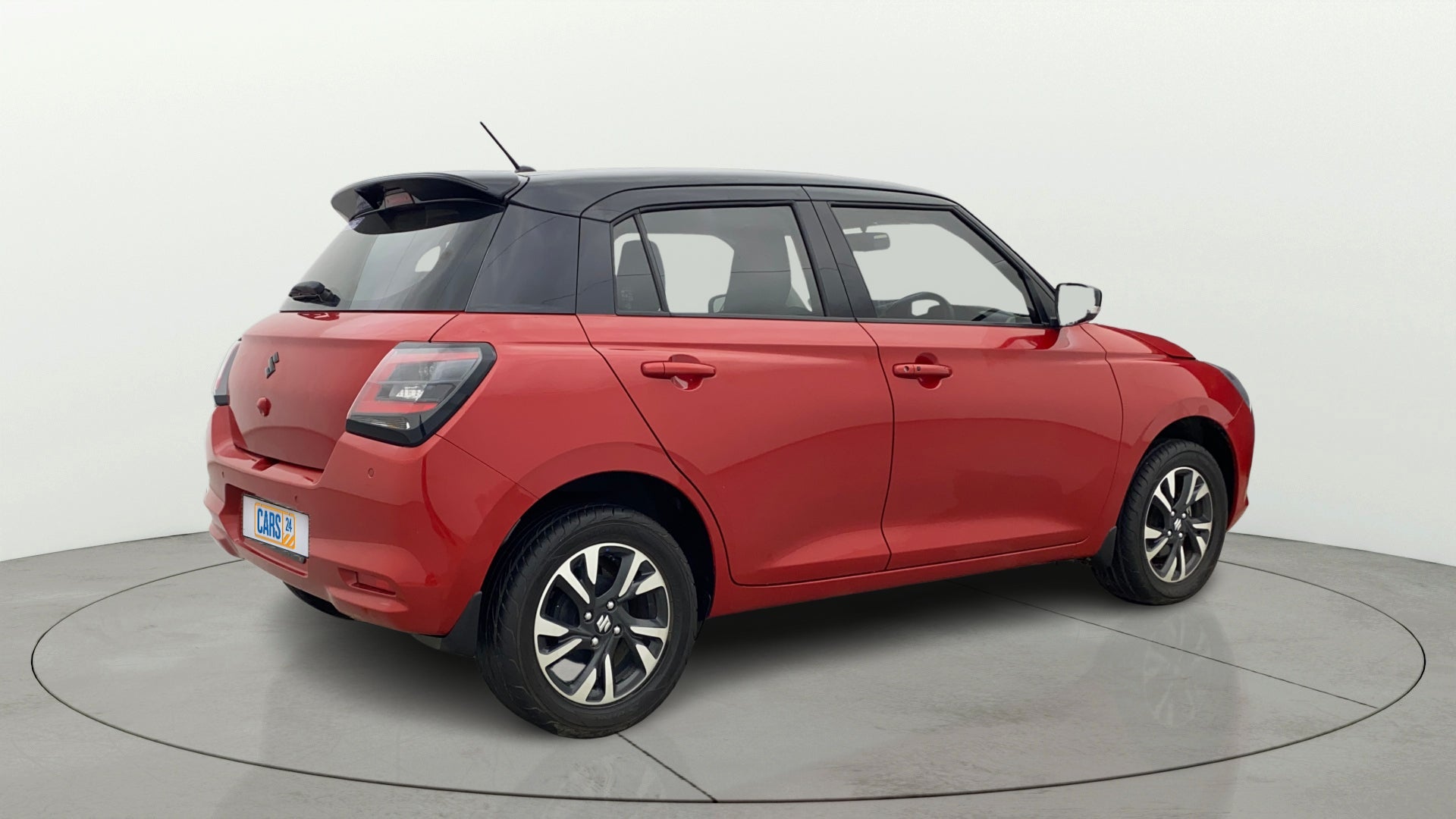 Rear three-quarter view of a Maruti Suzuki Swift