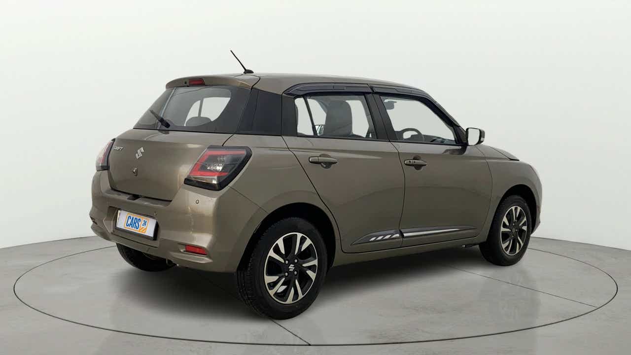 Rear three-quarter view of a Maruti Suzuki Swift