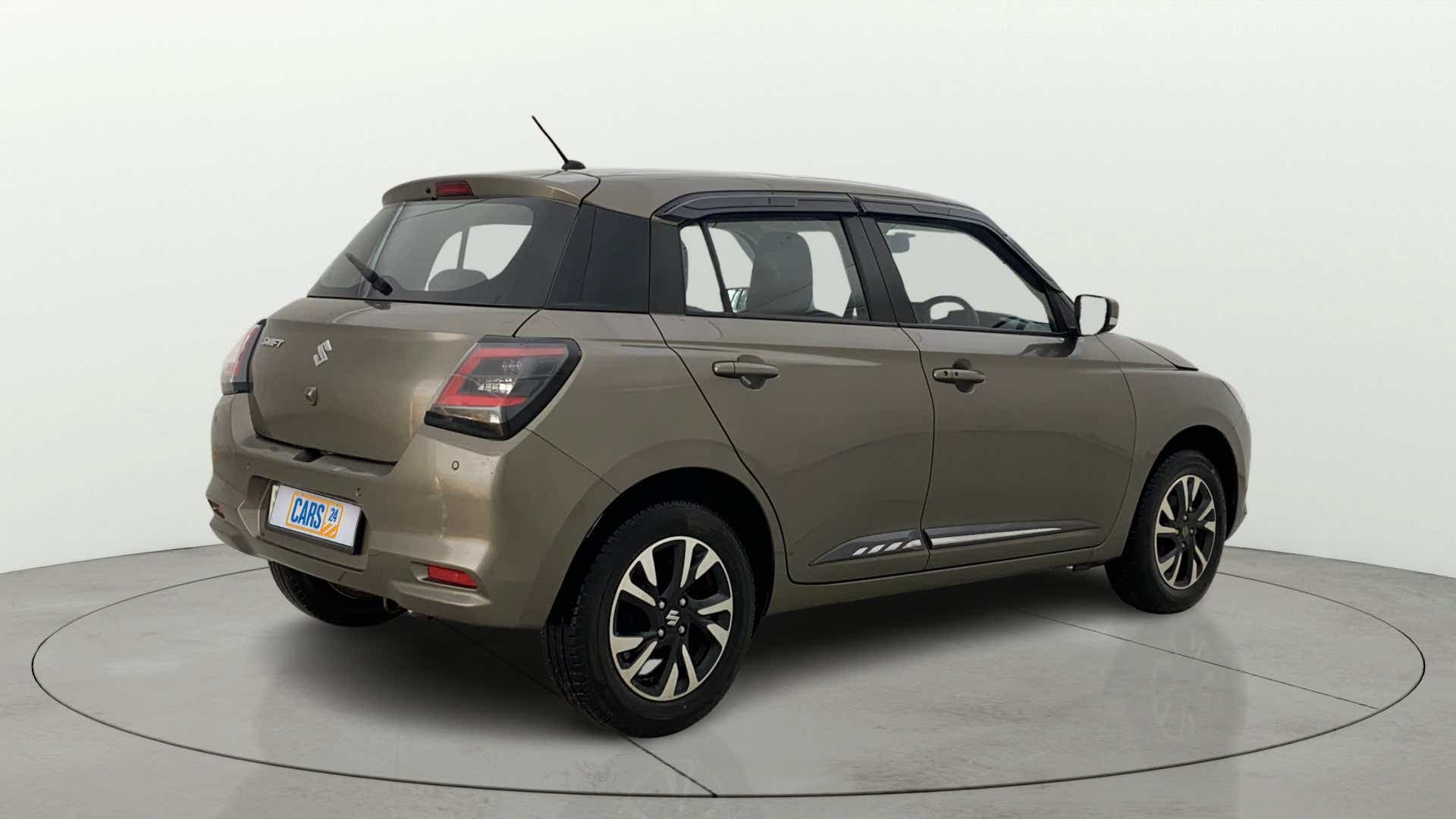 Rear three-quarter view of a Maruti Suzuki Swift