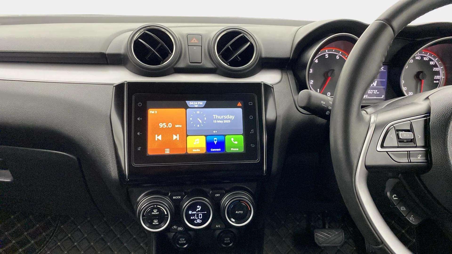 Dashboard and infotainment system of a Maruti Suzuki Swift