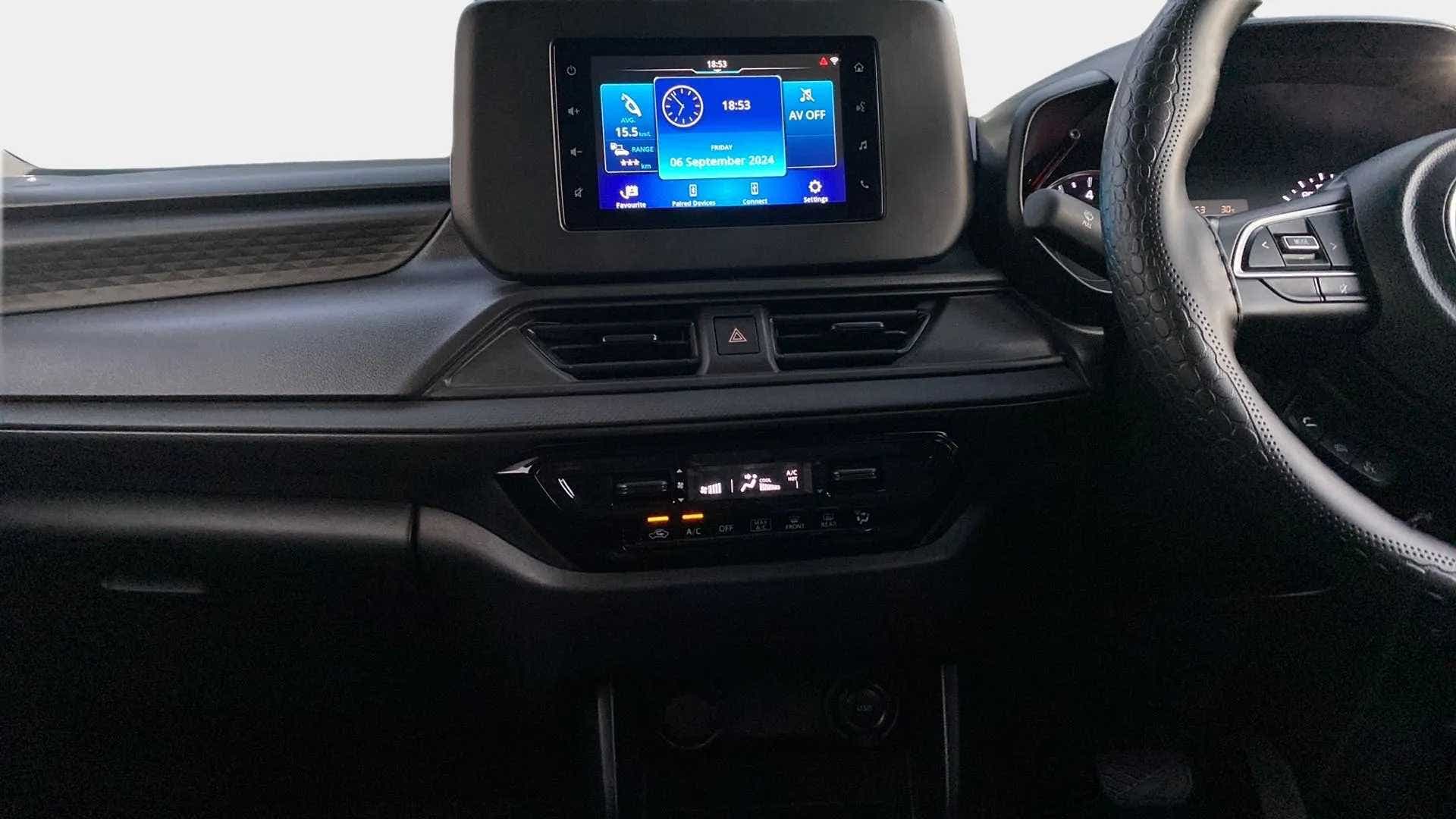 Dashboard and infotainment system of a Maruti Suzuki Swift