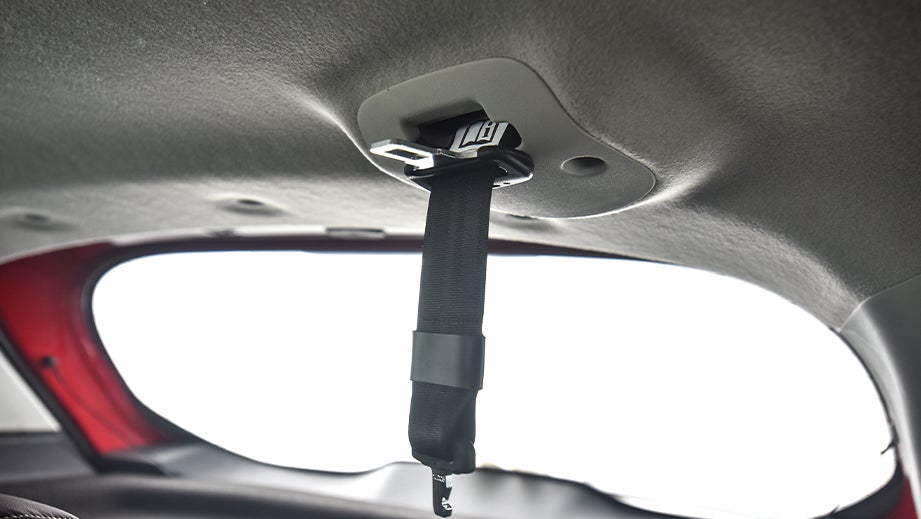 Rear seatbelt mechanism of a Maruti Suzuki Victoris