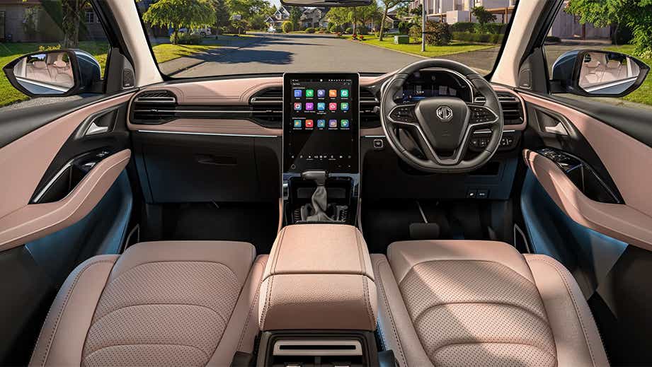 Interior dashboard of a MG Hector Facelift