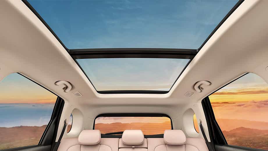 Panoramic sunroof view of a MG Hector Facelift