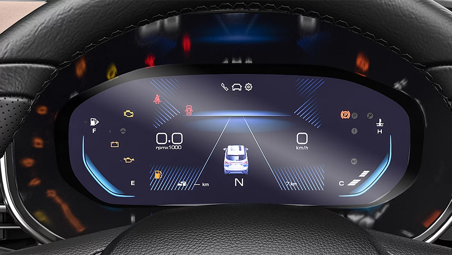 Digital instrument cluster of a MG Hector Facelift