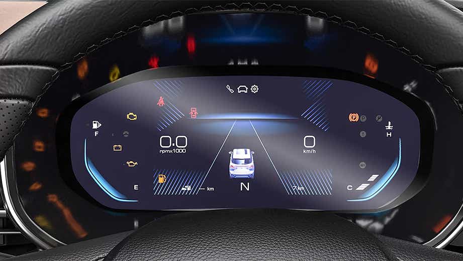 Digital instrument cluster of a MG Hector Facelift