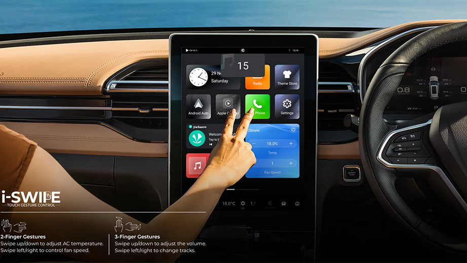 Dashboard touchscreen view of a mg hector facelift