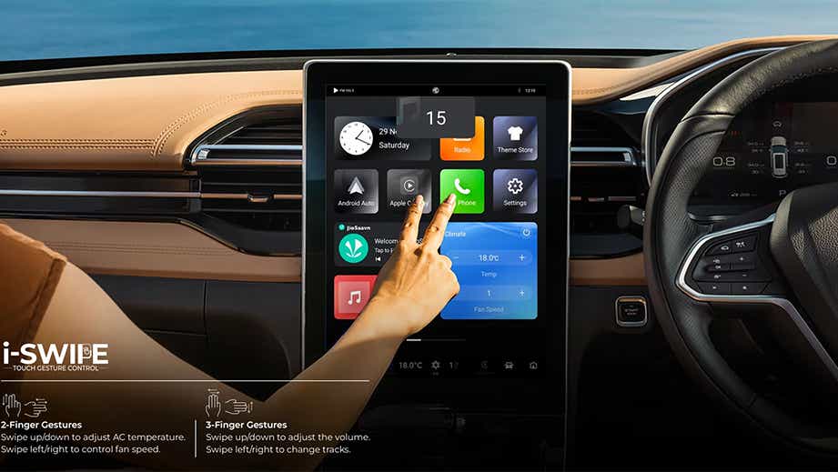 Dashboard touchscreen view of a mg hector facelift