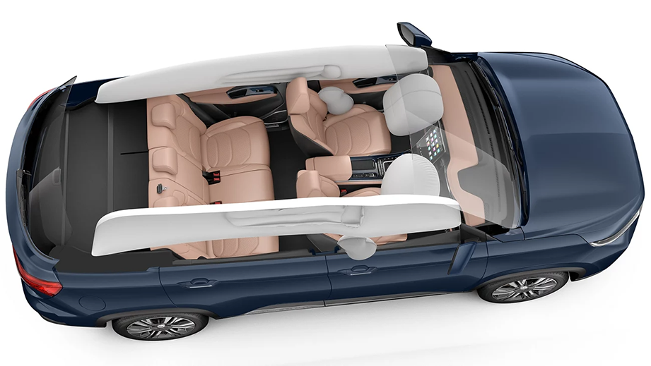 Interior top view of a cleadon blue MG Hector Facelift