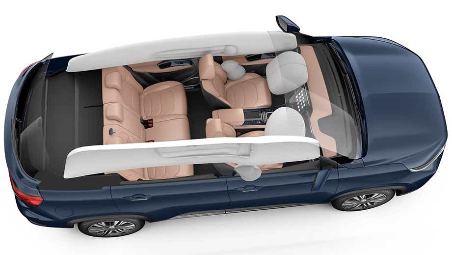 Interior top view of a cleadon blue MG Hector Facelift