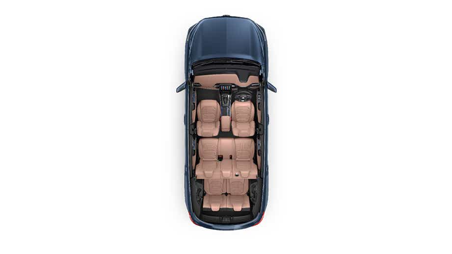 Top view of a Cleadon Blue MG Hector Plus Facelift interior