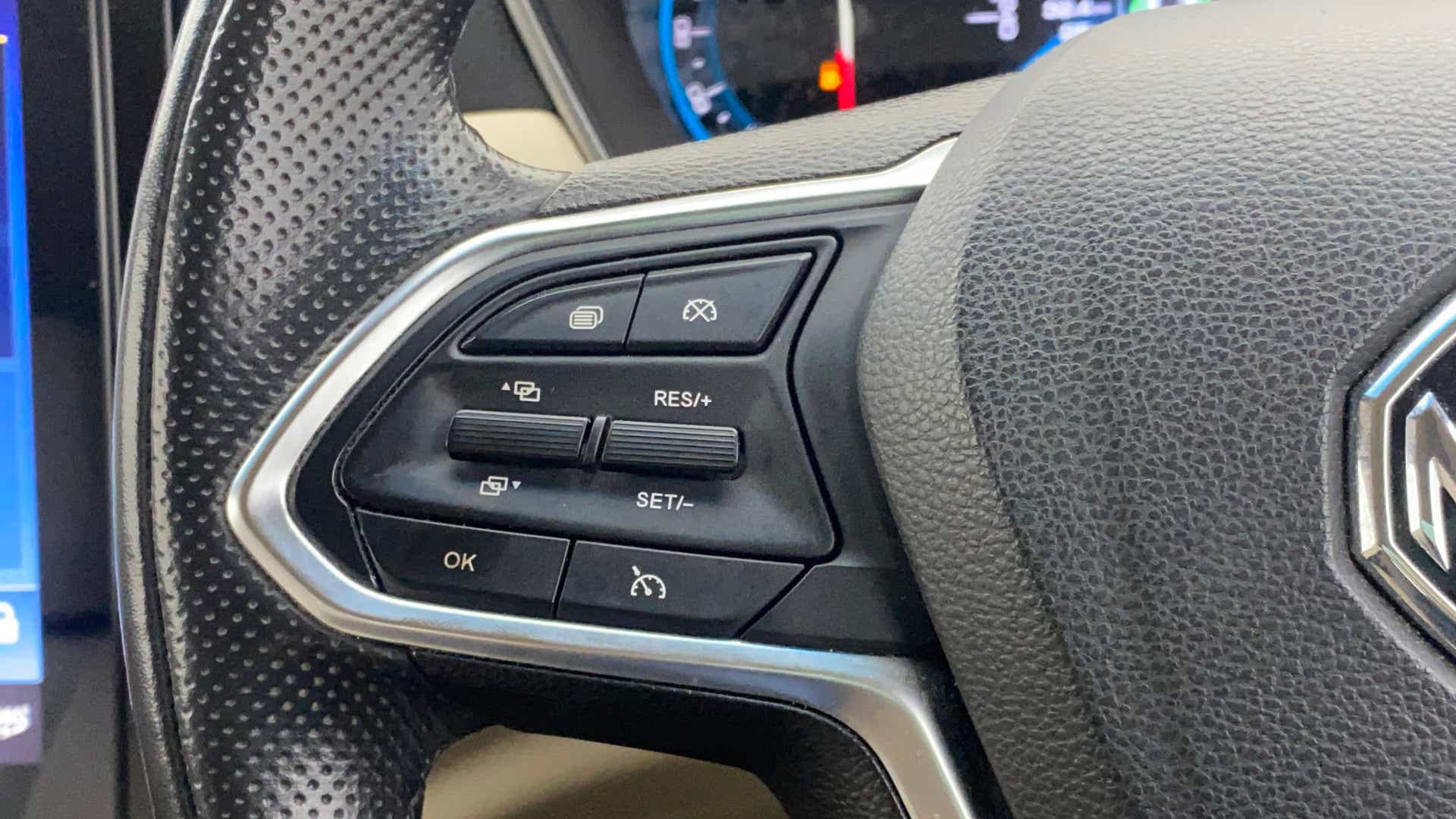 Steering controls close-up of a MG Hector
