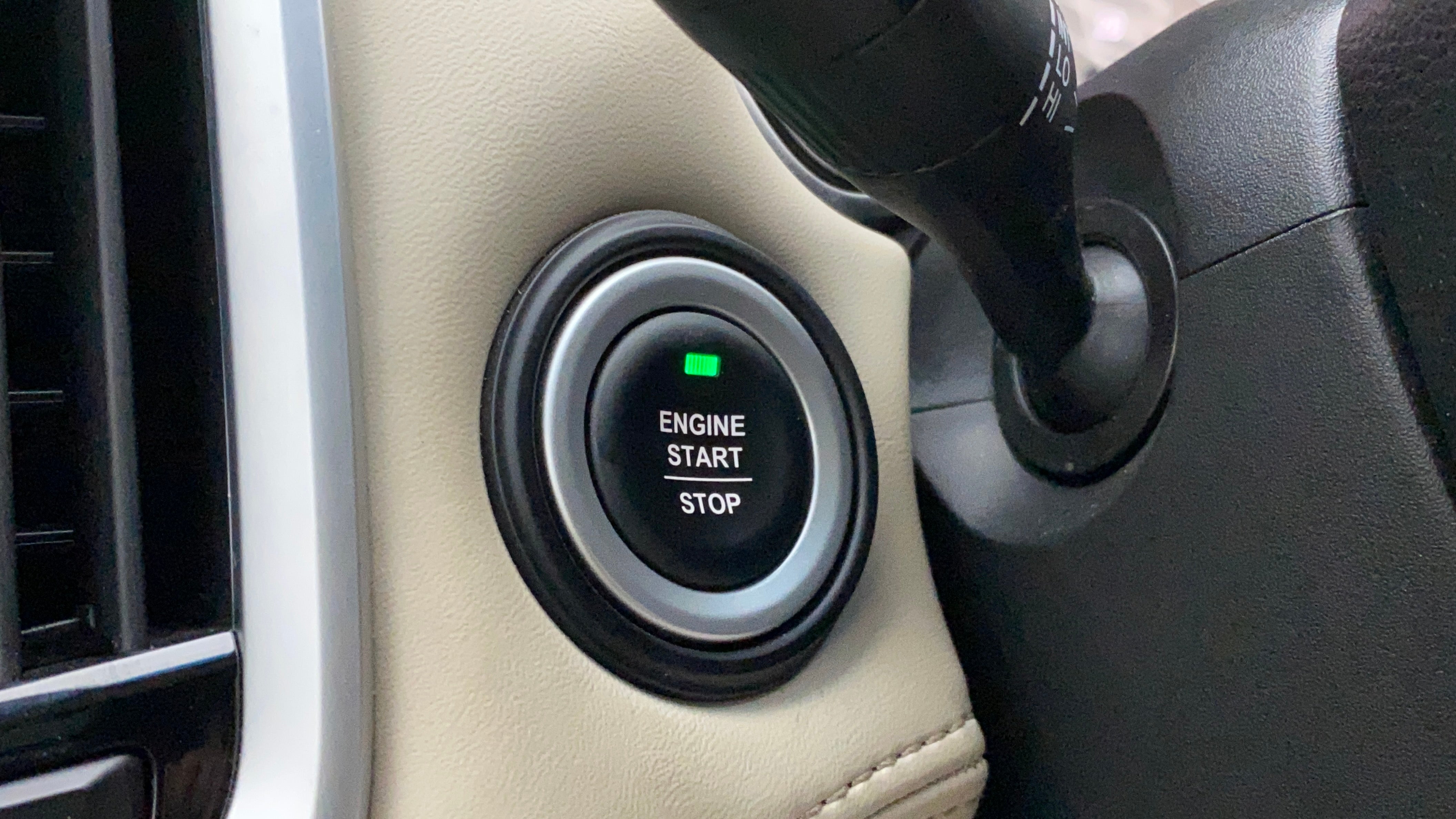 Engine start stop button of a MG Hector