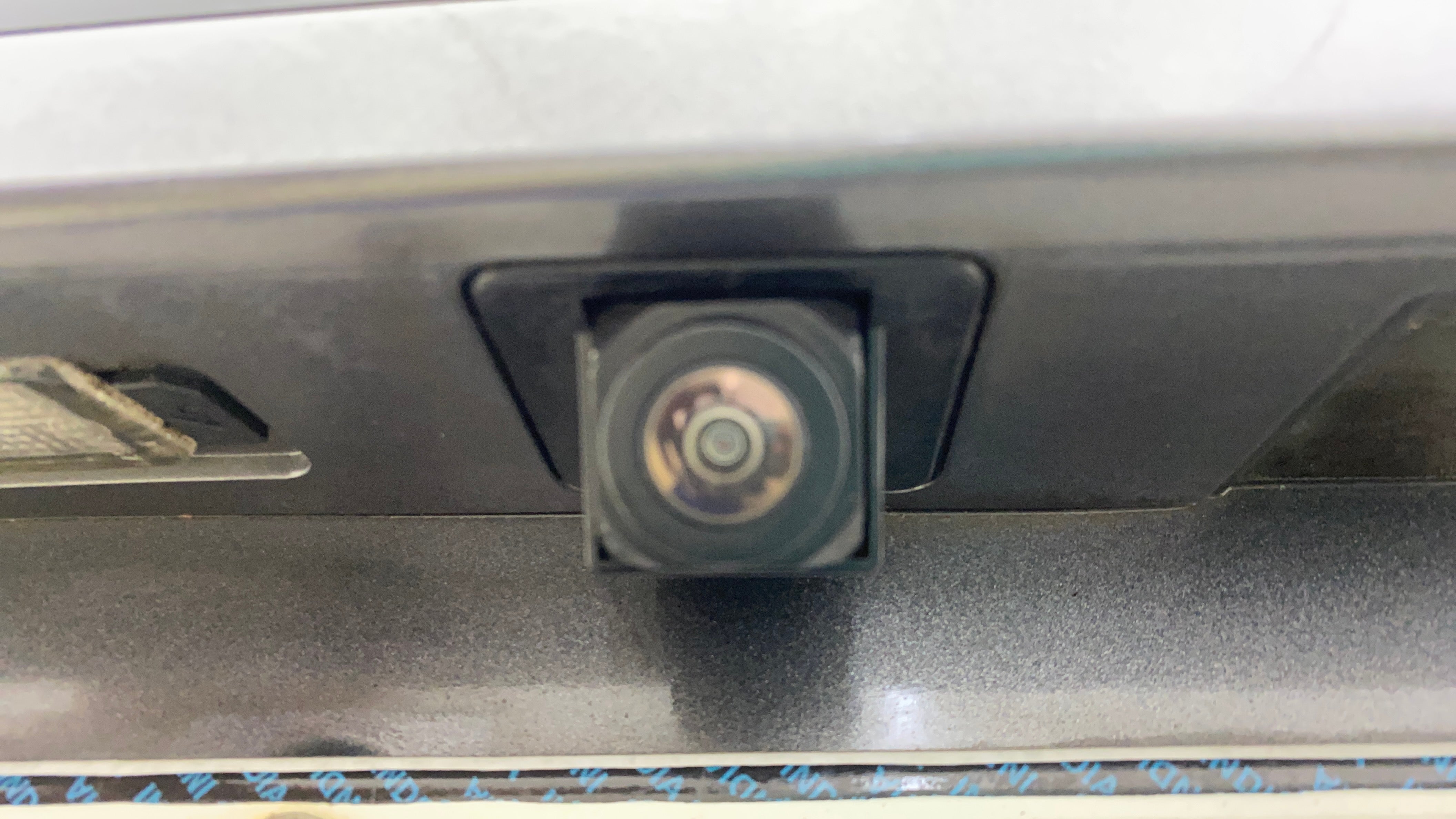 Rear view camera close-up of a MG Hector
