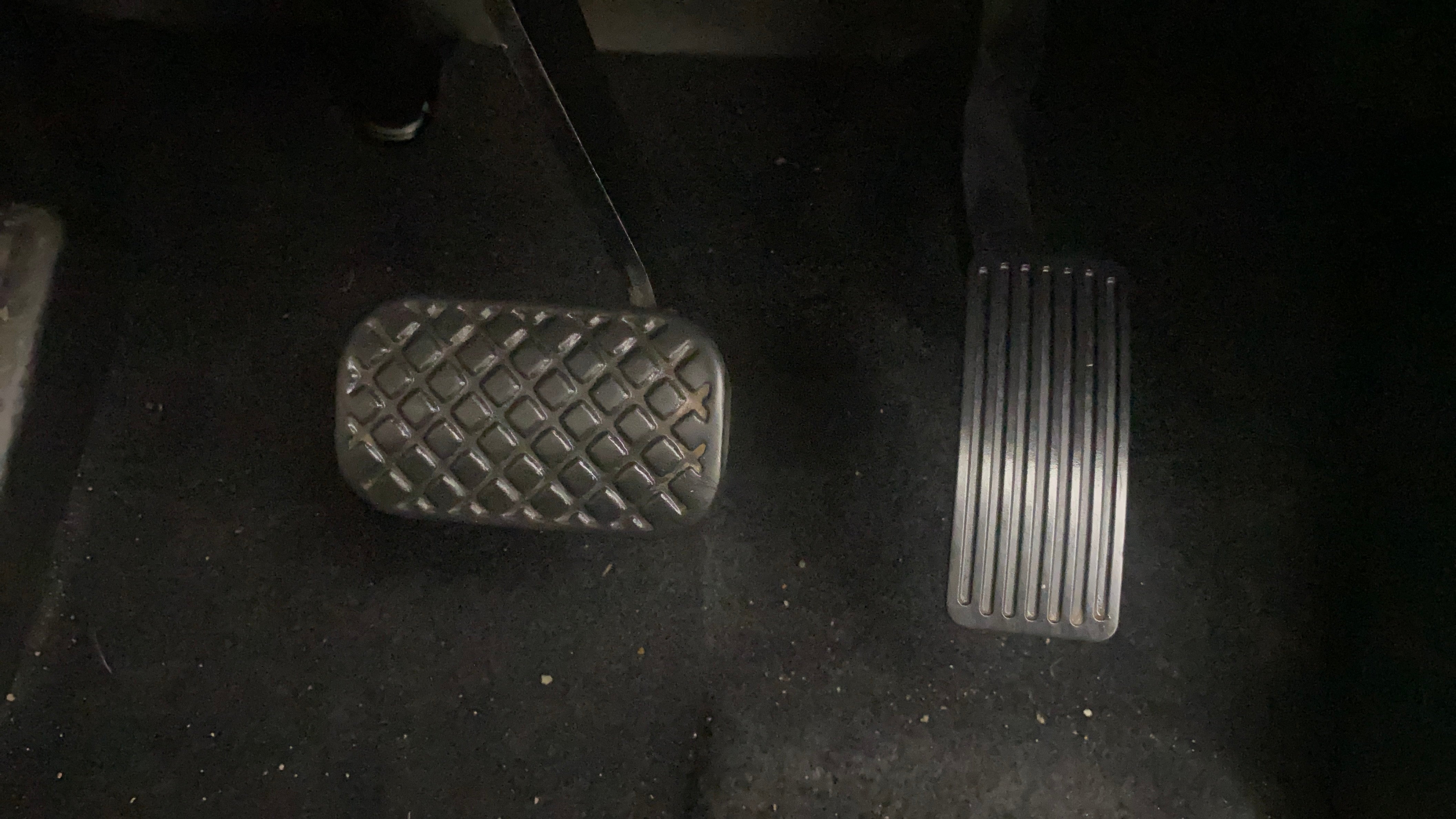 Close-up of pedals of a MG Hector