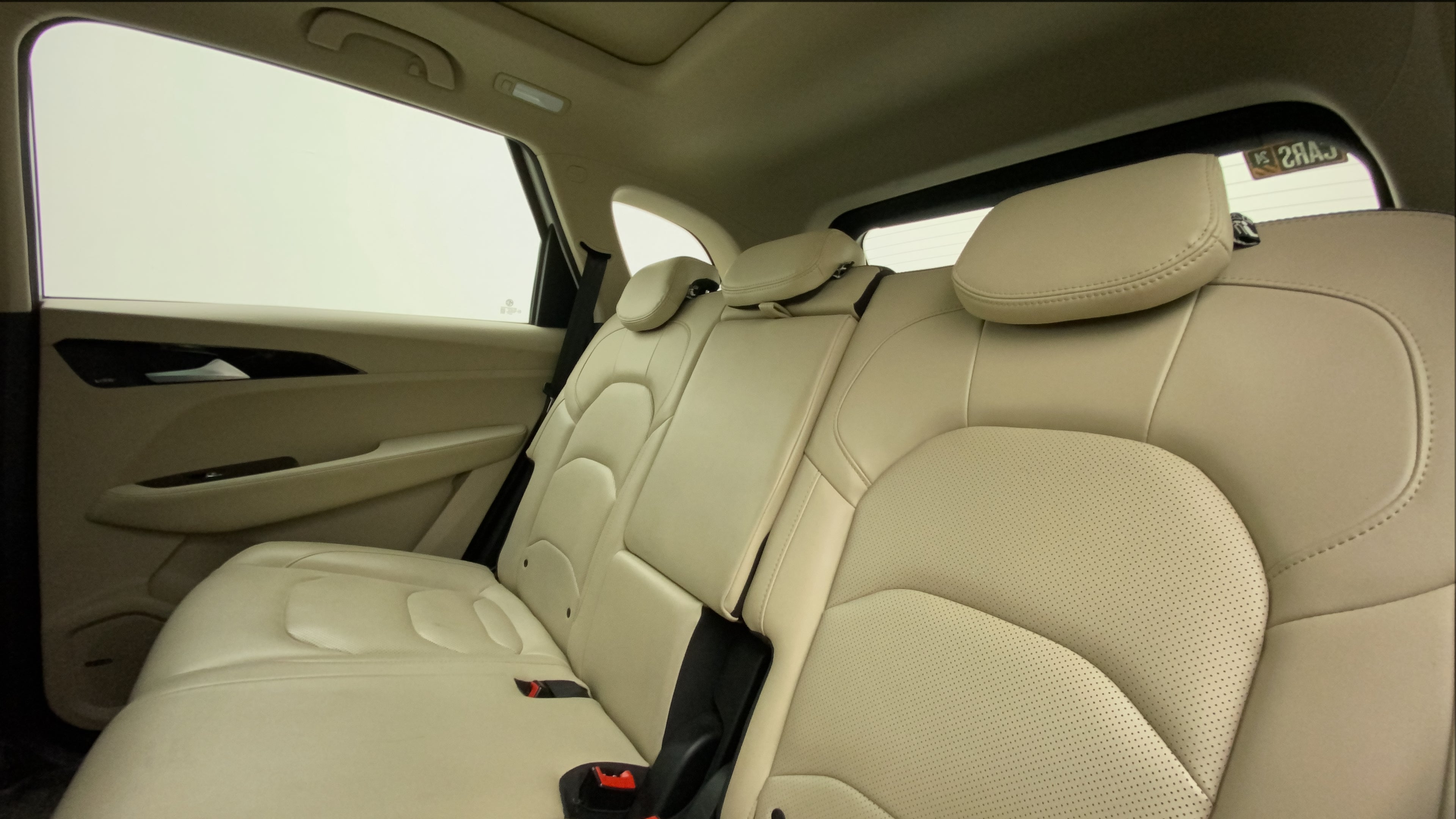 Rear seat interior of a MG Hector