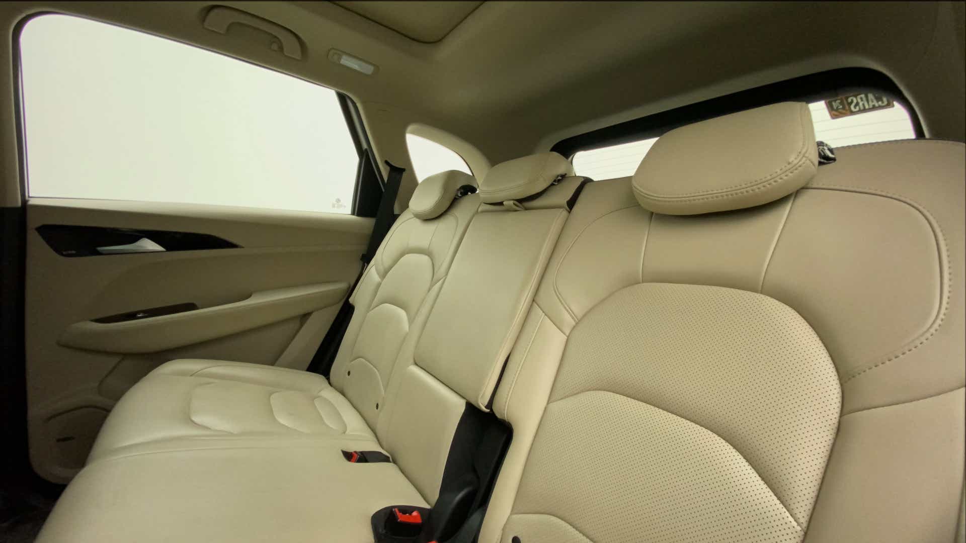 Rear seat interior of a MG Hector