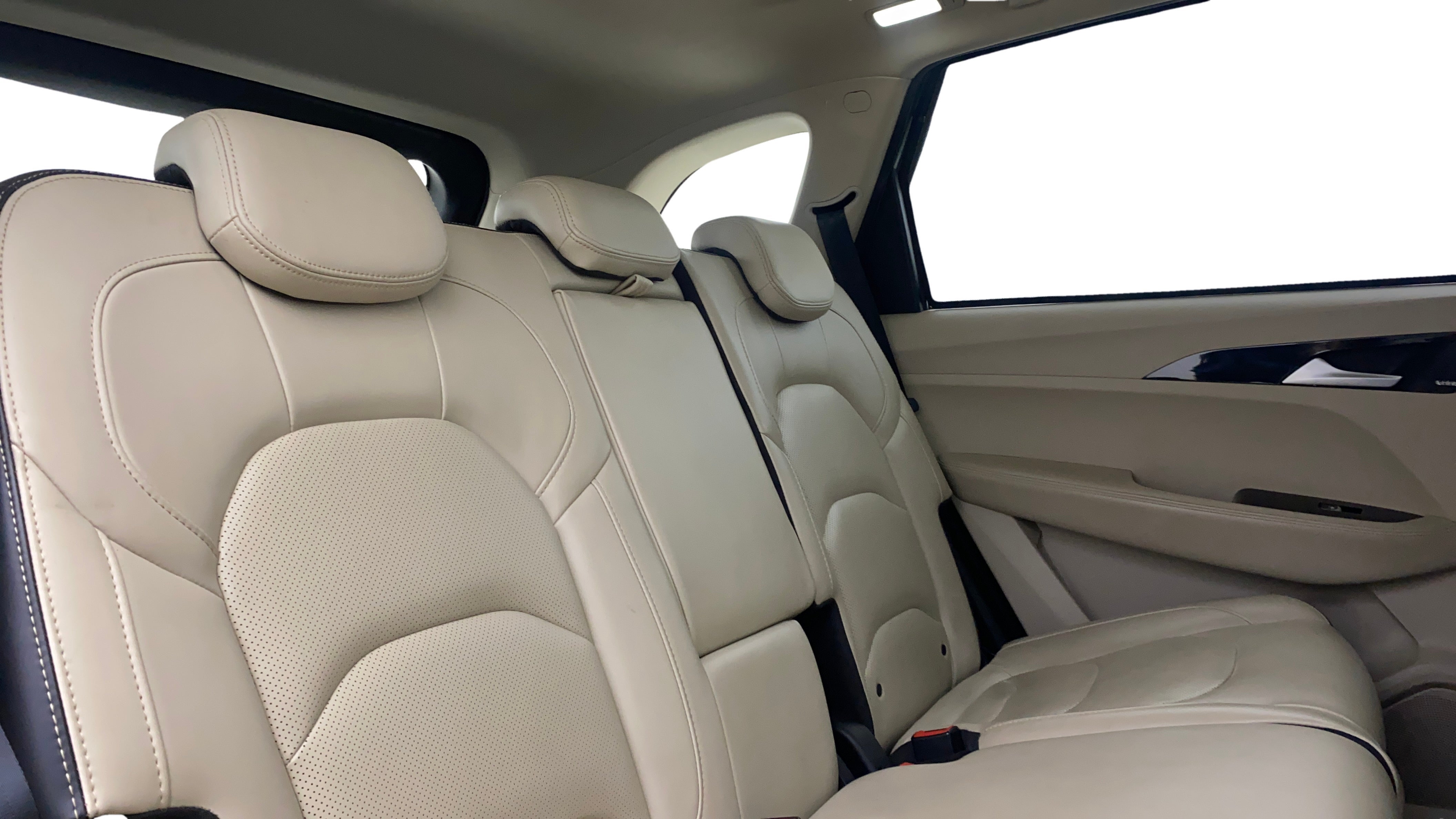 Rear seat interior of a MG Hector