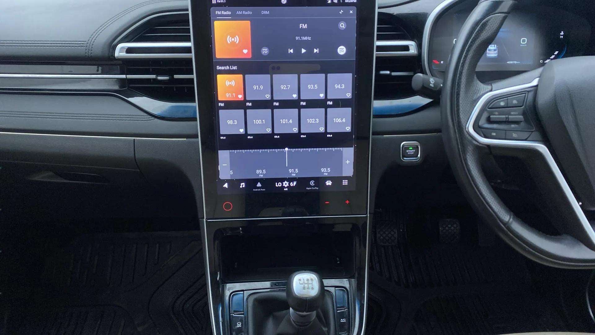 Interior dashboard of a MG Hector