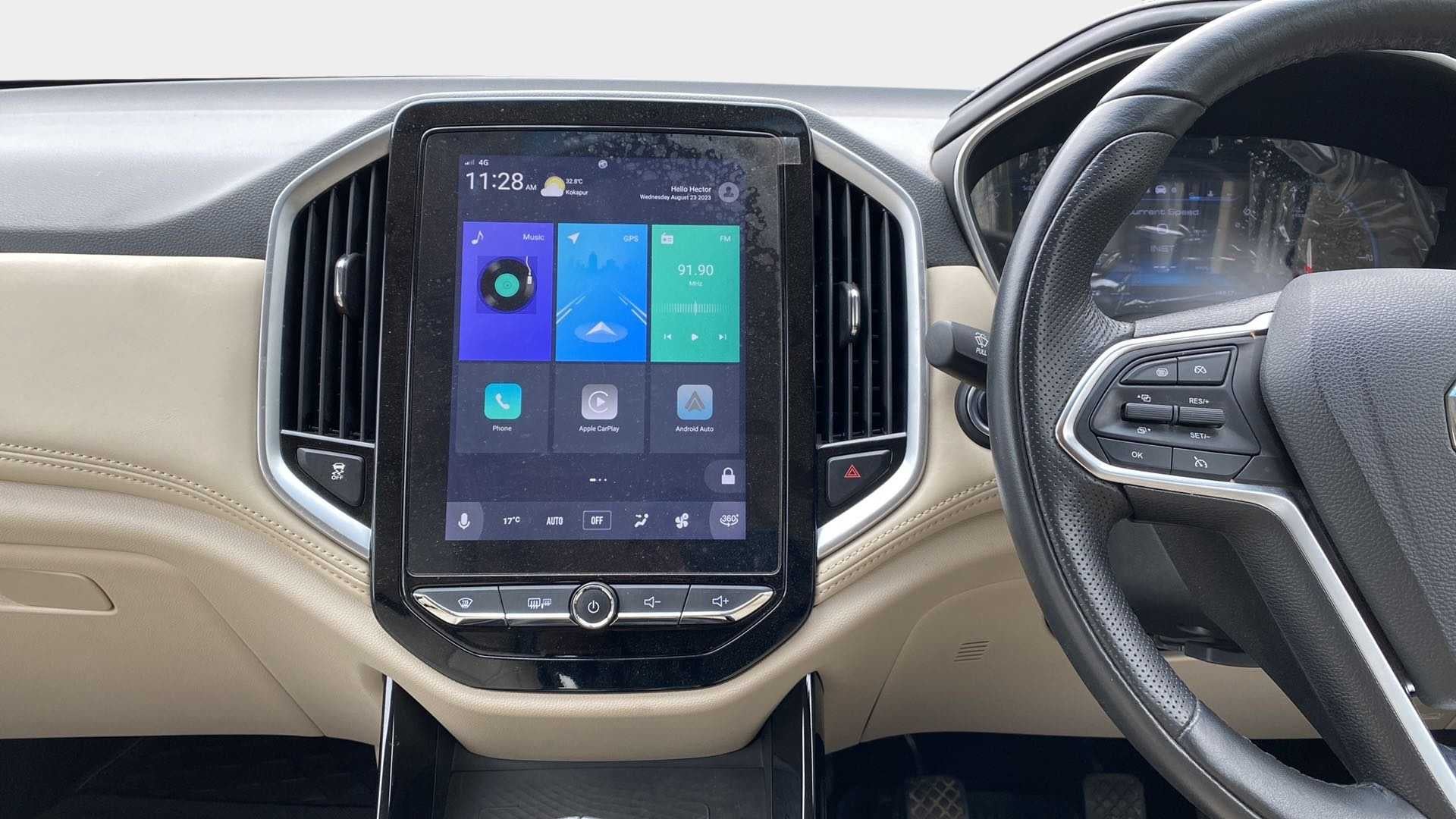 Interior dashboard of a MG Hector