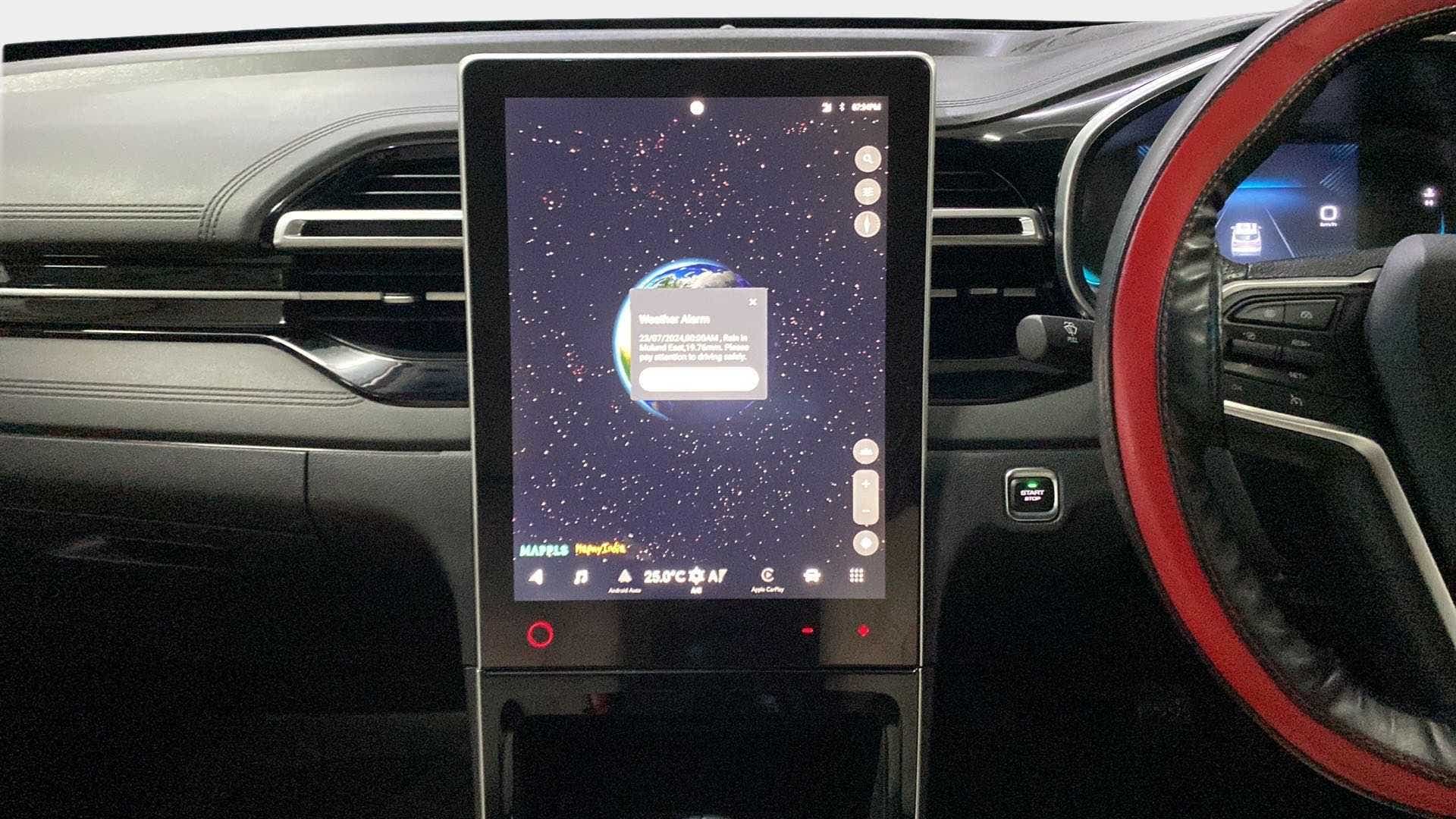 Interior dashboard view of a MG Hector