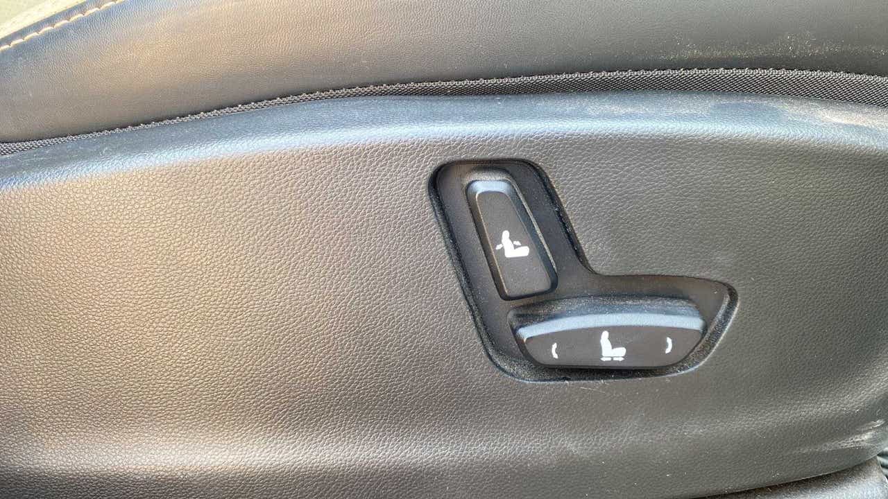 Close-up of seat adjustment controls of a MG Hector