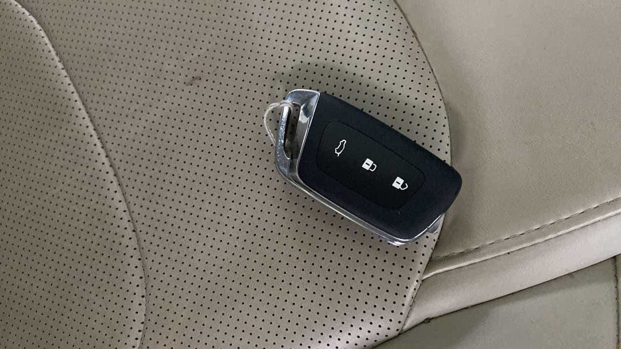 Car key fob on a seat of a MG Hector