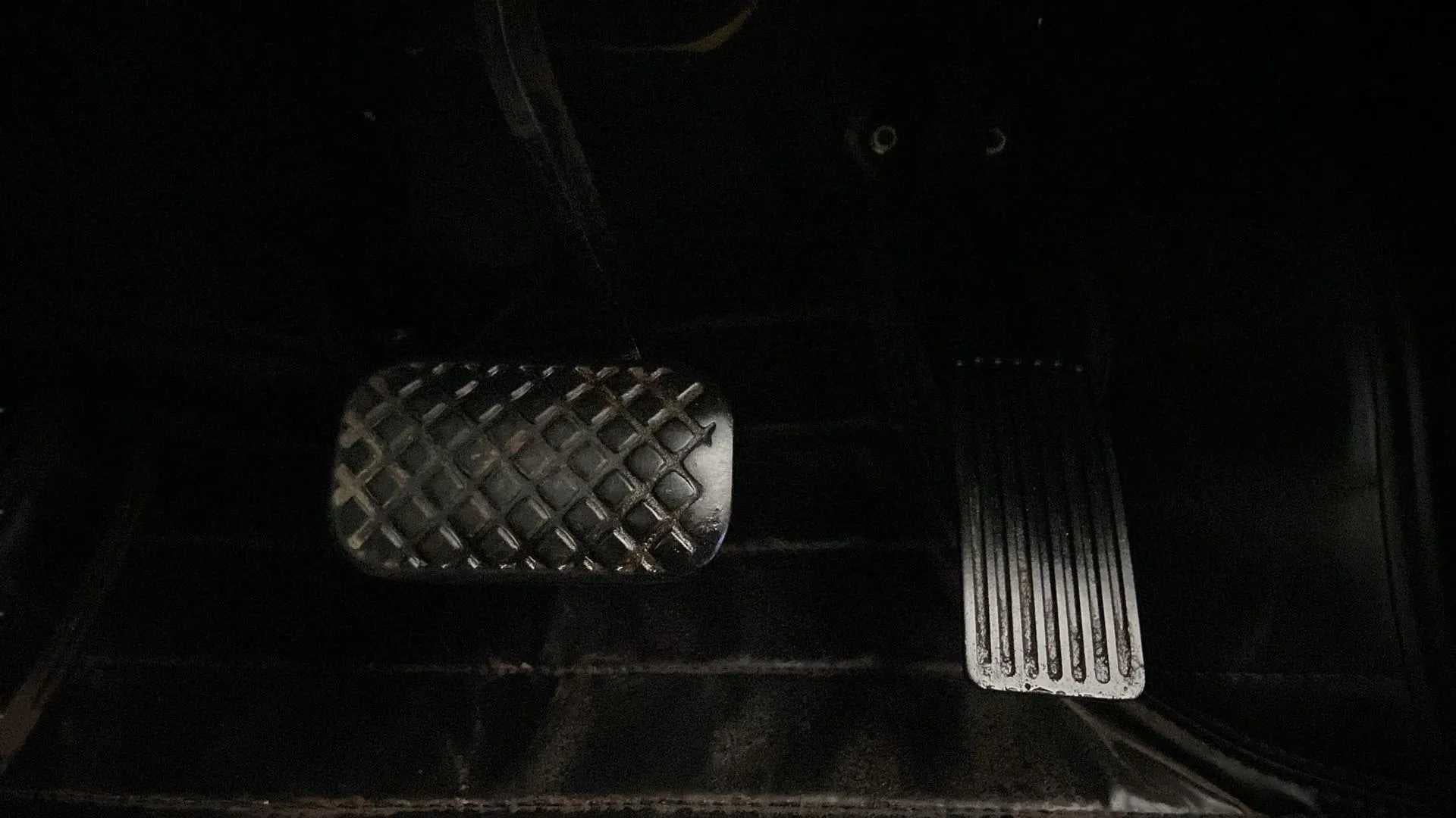 Close-up view of pedal area of a MG Hector