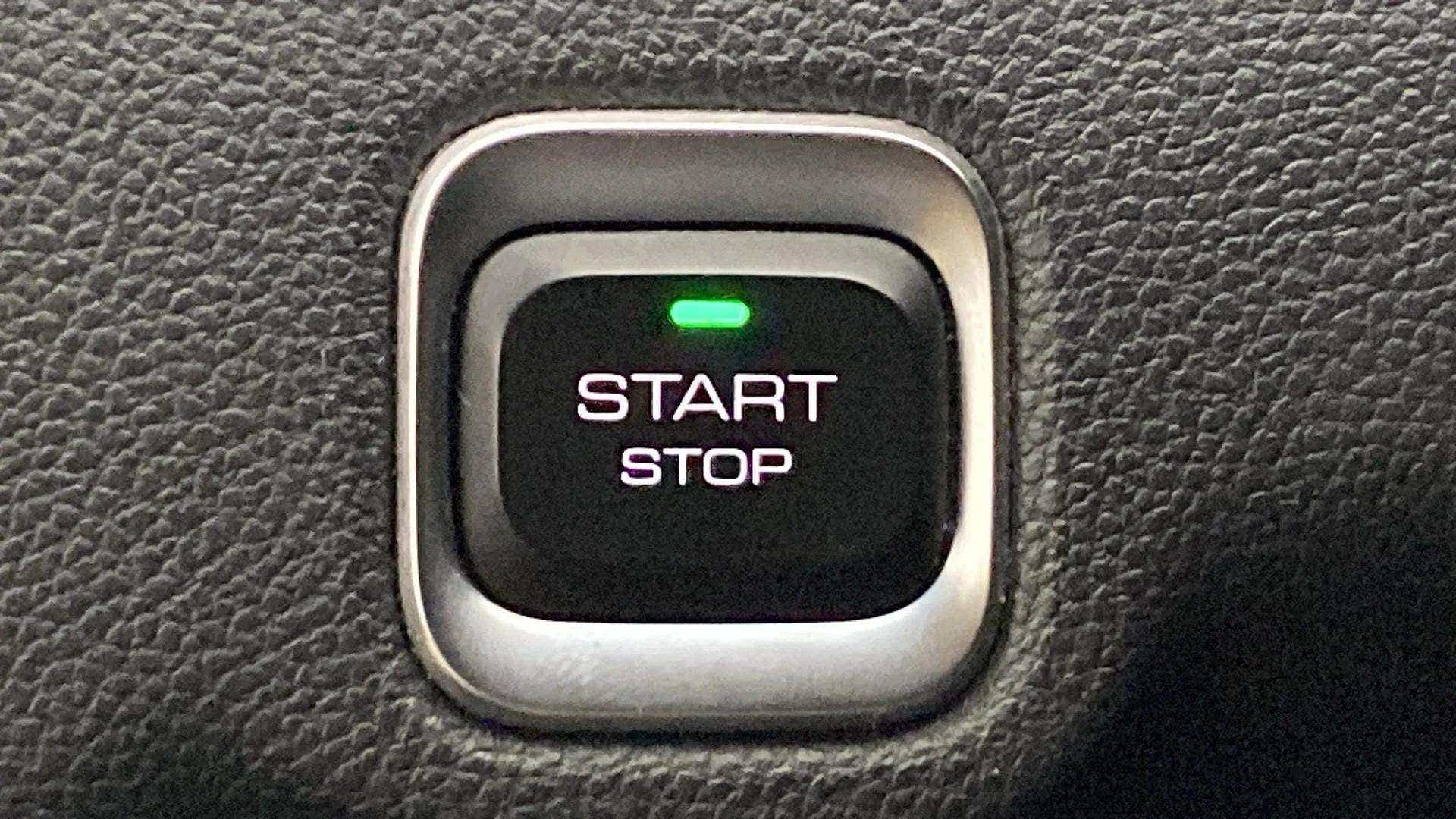 Close-up of the start stop button of an MG Hector