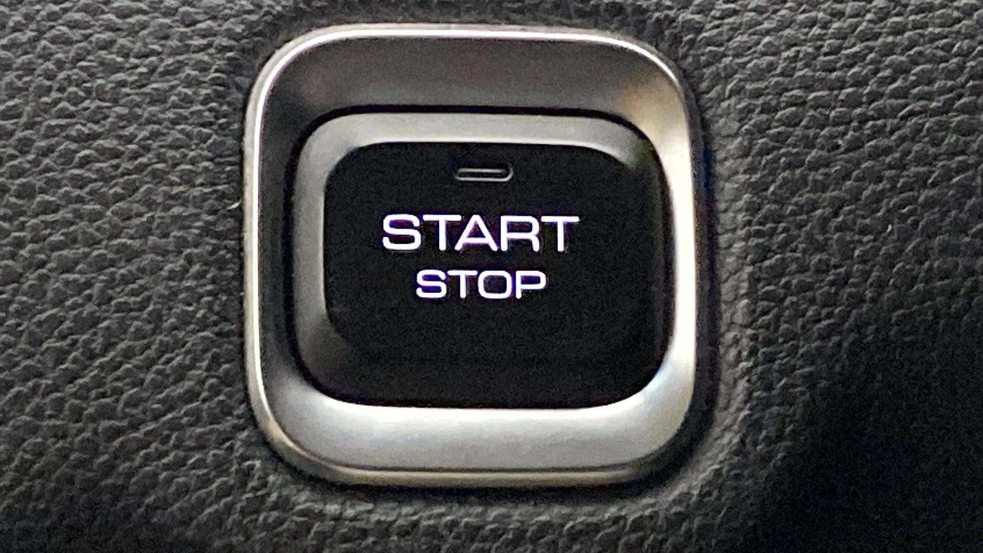 Close-up of a start stop button of a MG Hector