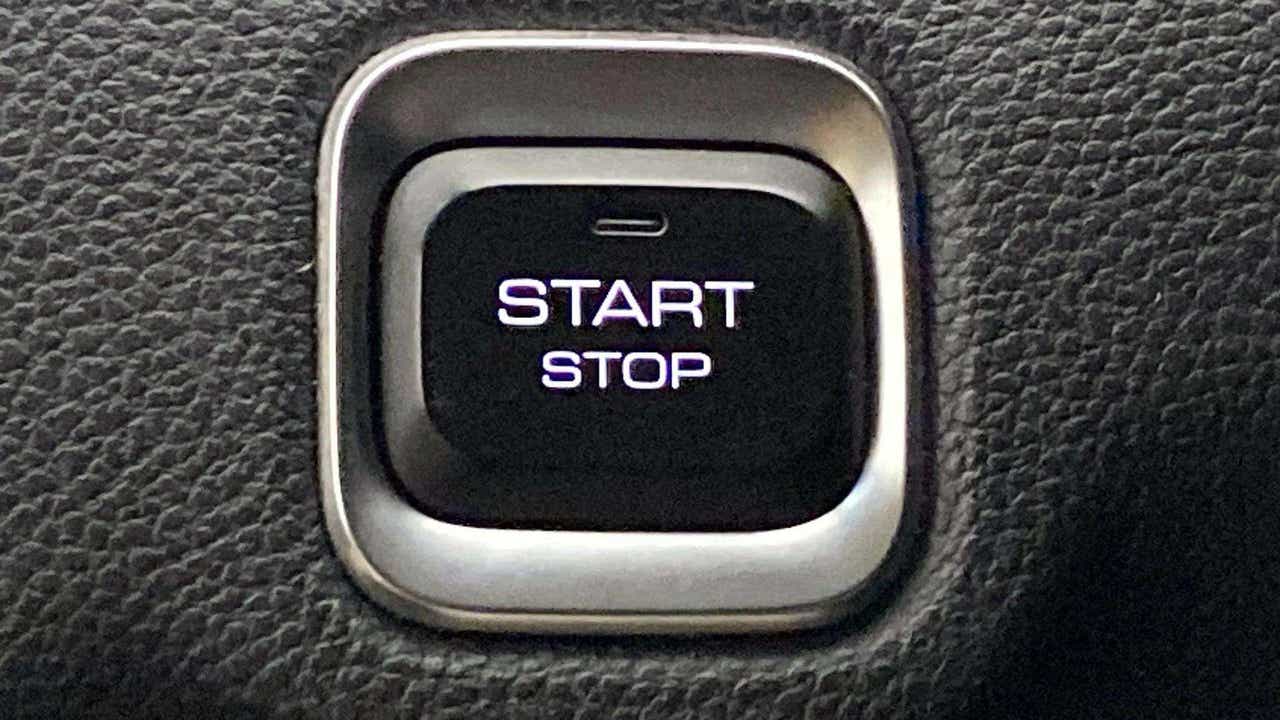 Close-up of a start stop button of a MG Hector