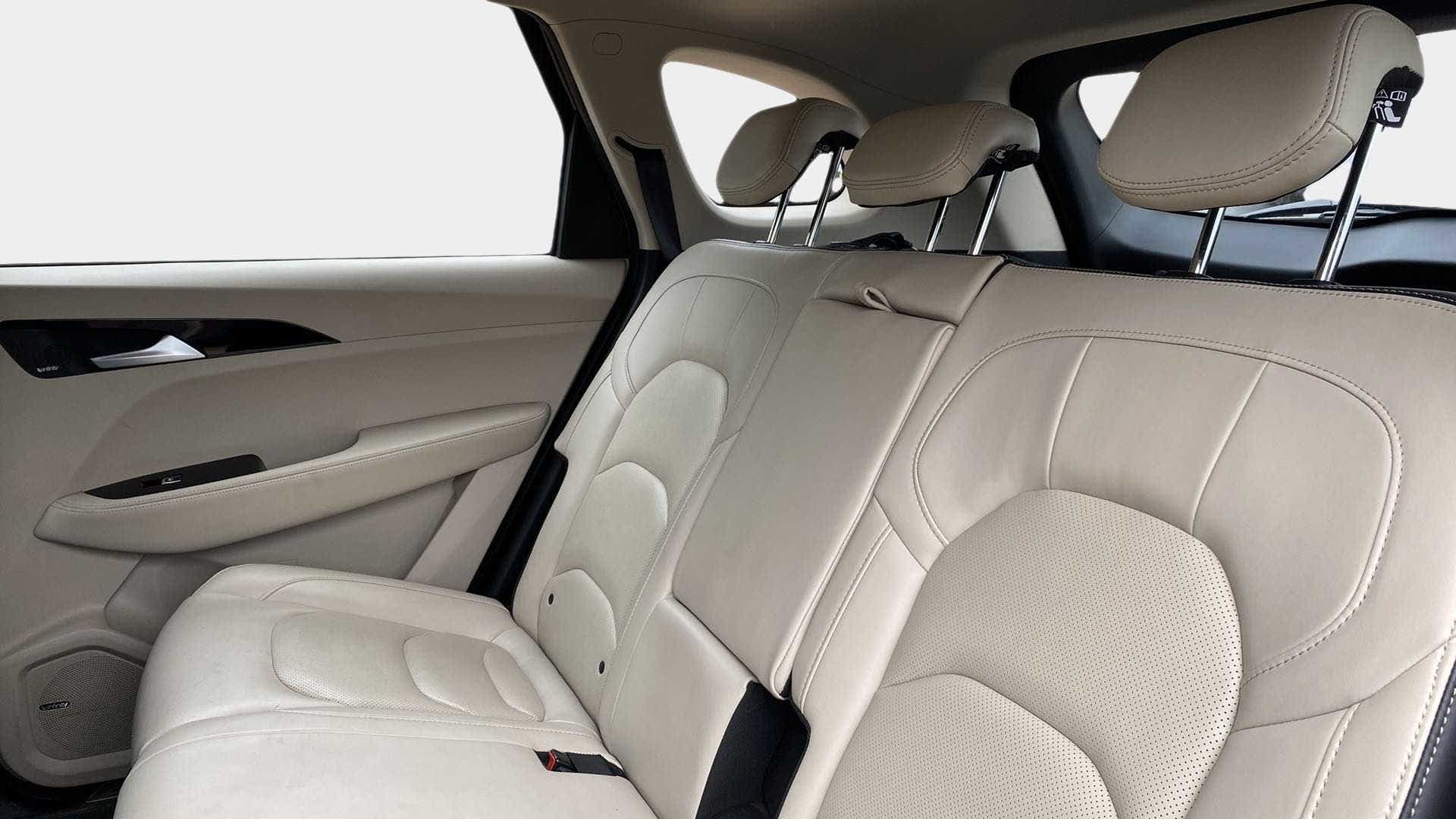 Rear seat view of a MG Hector