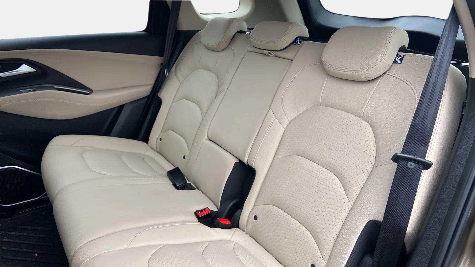 Rear seat view of a MG Hector