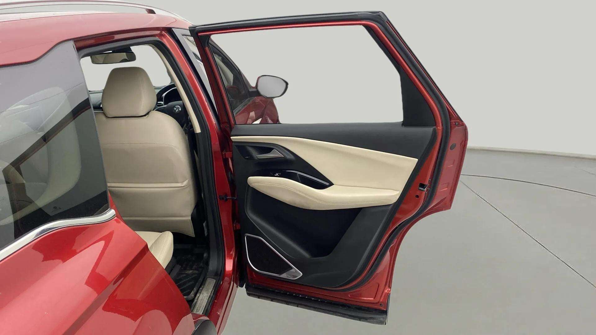 Rear door and seat view of a MG Hector