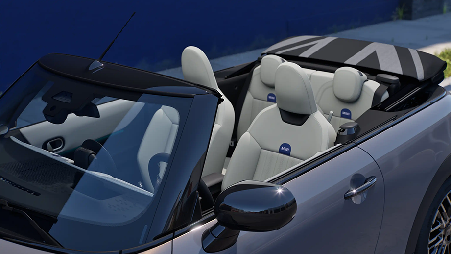 Interior cabin view of a Mini Cooper S Convertible