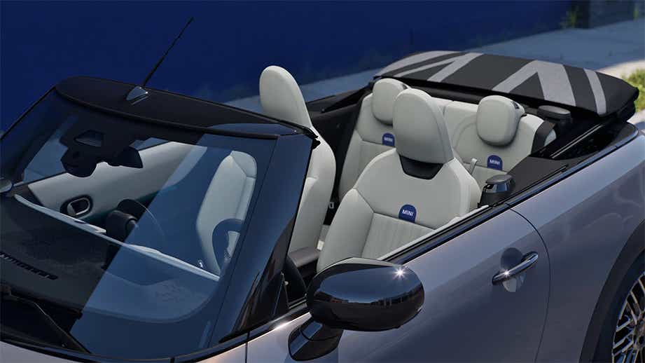Interior cabin view of a Mini Cooper S Convertible