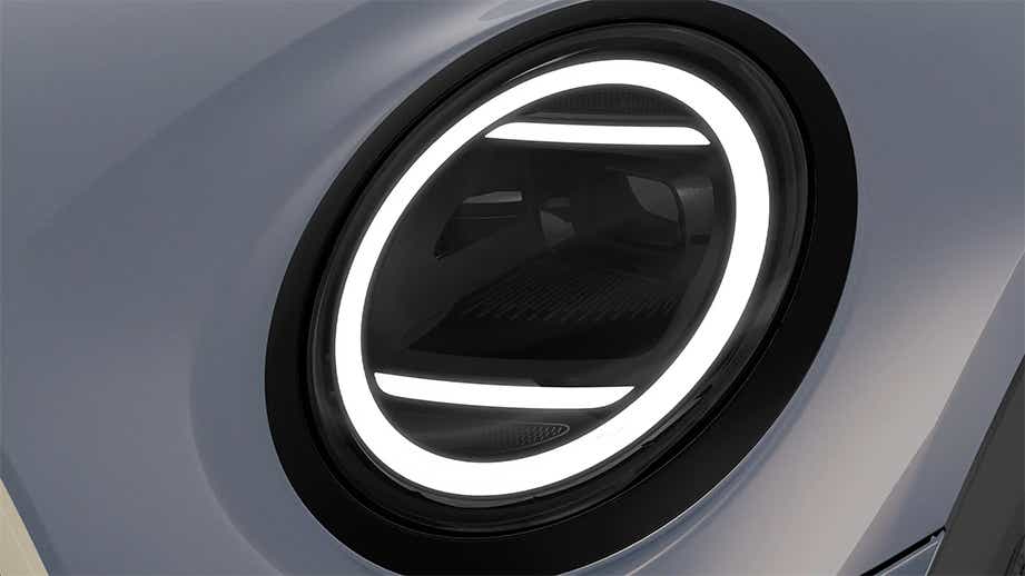 Headlight close-up of a Mini Cooper S Convertible