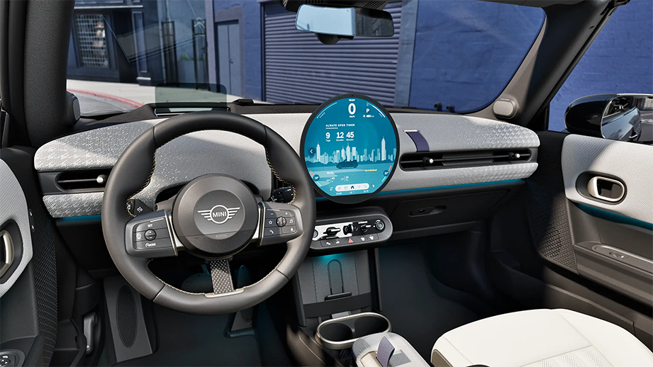 Interior dashboard view of a Mini Cooper S Convertible